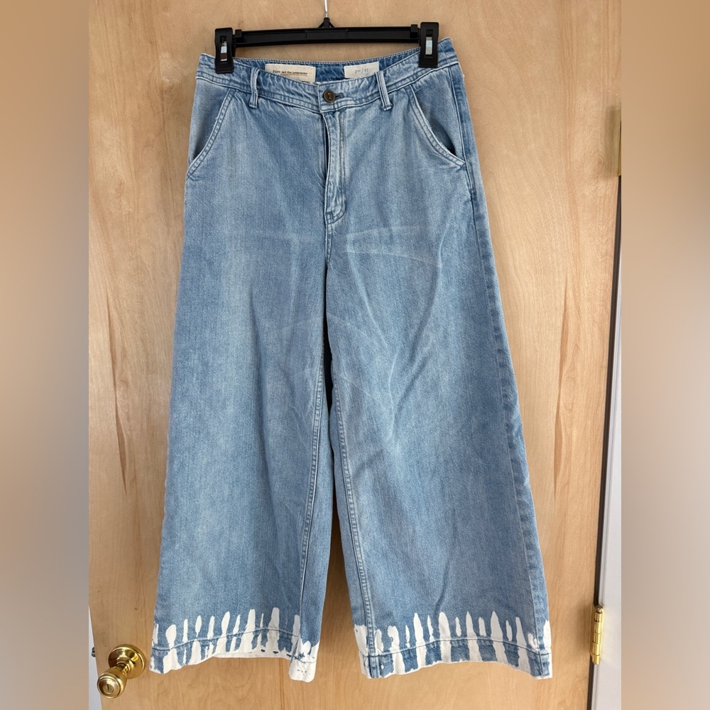 Pilcro and the Letterpress (Anthropologie) Light Bleach Tie Dye Wide Leg Jeans - Picture 8 of 16